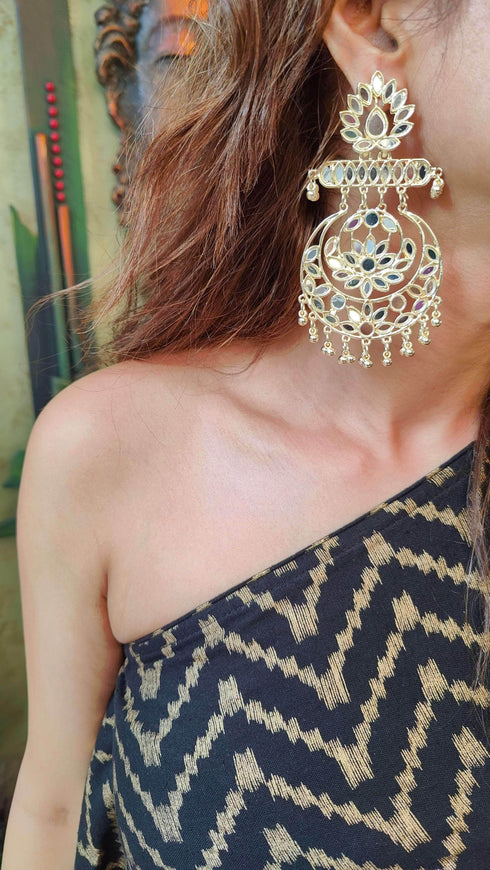 Gold Black One Sided Kaftan With Belt